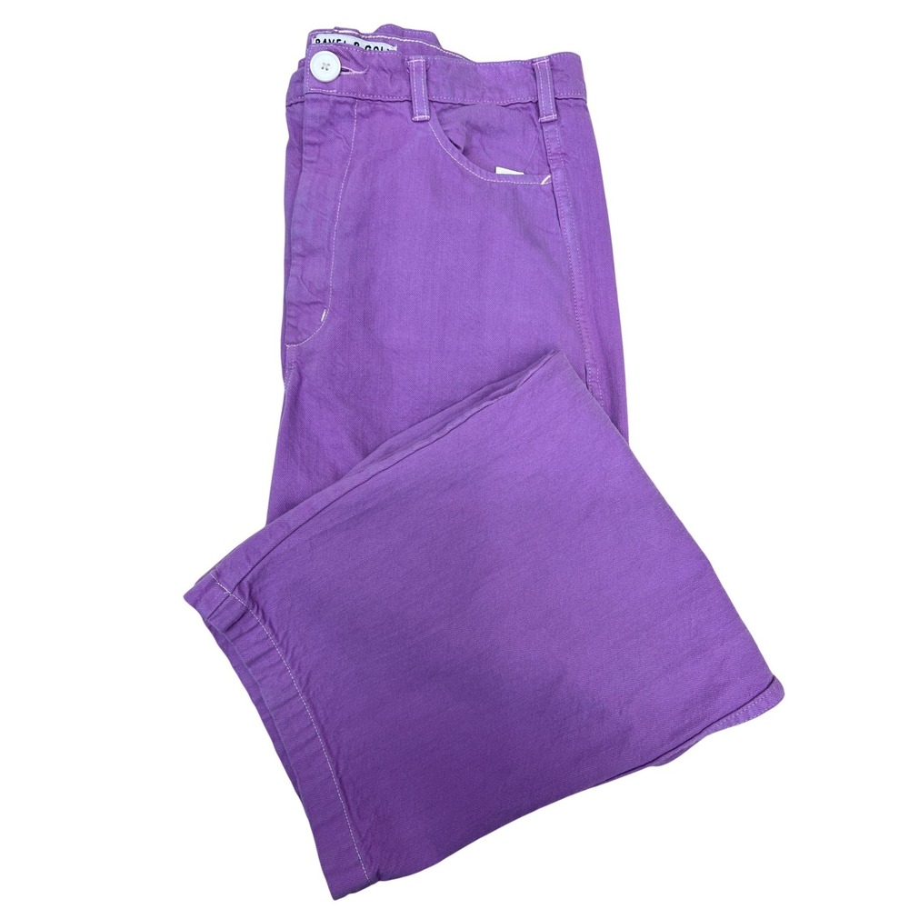 Gravel & Gold Wide Leg Pants Womens 4 Purple Excellent Cotton Contrast Stitch